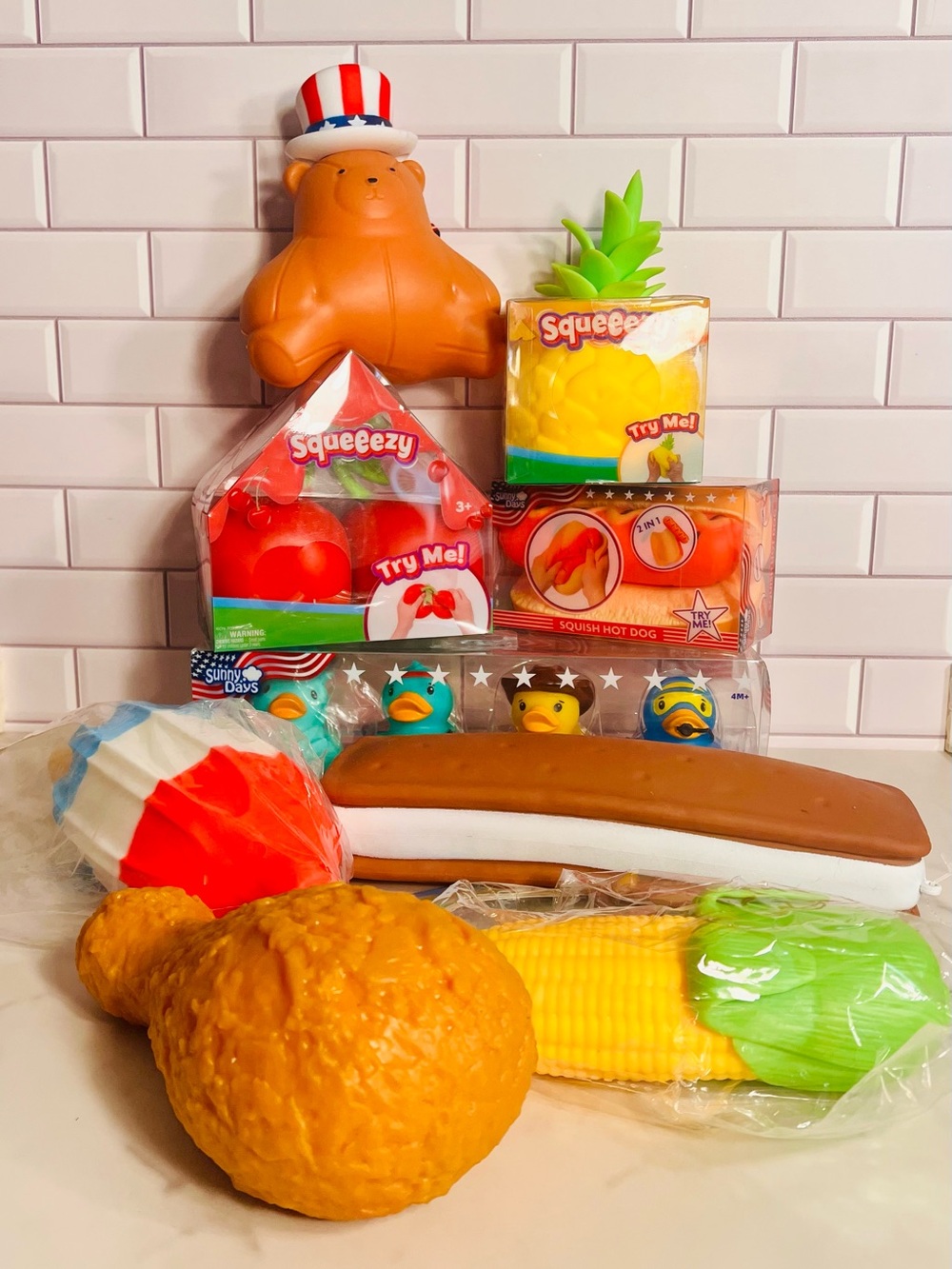 Squeeezy Bundle of Squishies  Popsicle, Cherries , Pineapple,, Chicken Leg …